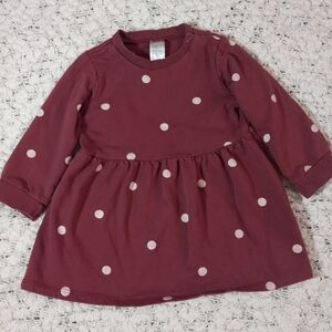 🔥Kids H & M Mauve And Cream Polka Dot Long Sleeve Dress Size 18M Baby